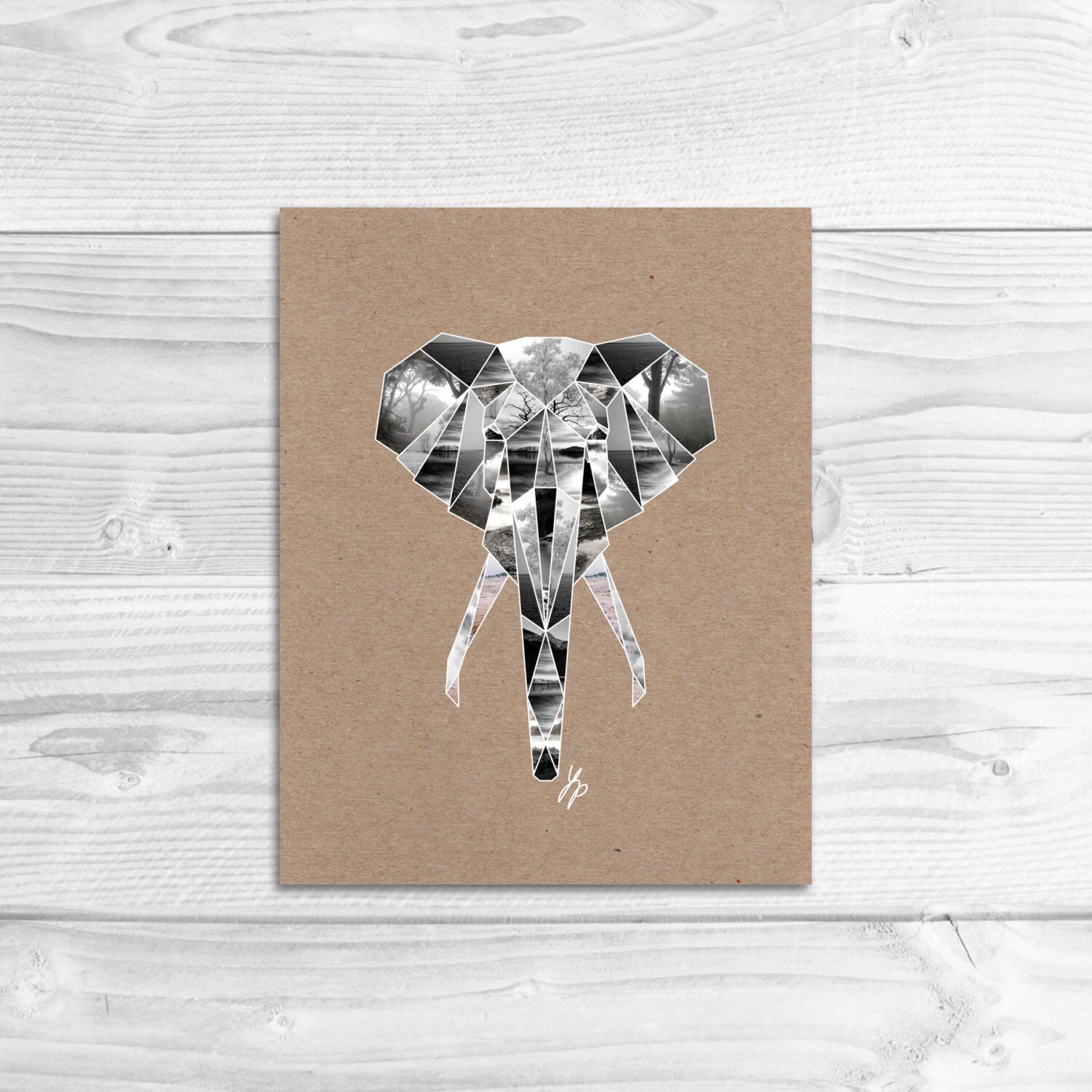 Geometric Elephant Wall Art Print // Glossy by LizzyPowersDesign