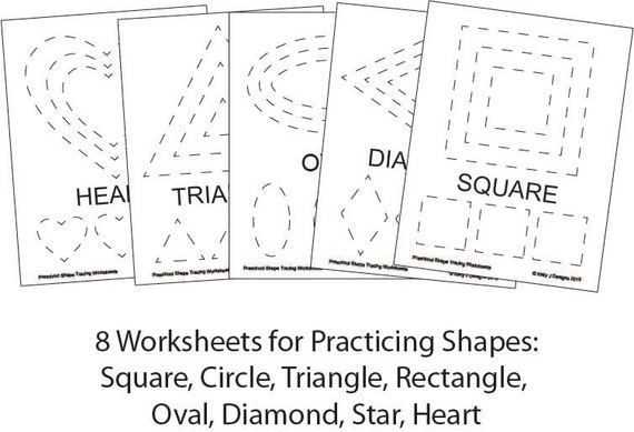 preschool shape tracing worksheet pdf printables