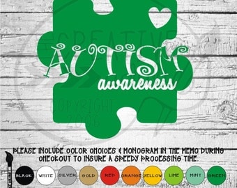 Autism Awareness Puzzle Piece - Vinyl Decal Sticker - Available in variety of sizes and colors