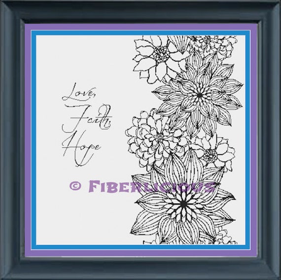 Items similar to Love Faith Hope - Counted Cross stitch ...