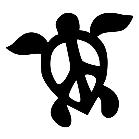 Hawaiian Turtle with Peace Sign Die-Cut Decal Car Window Wall
