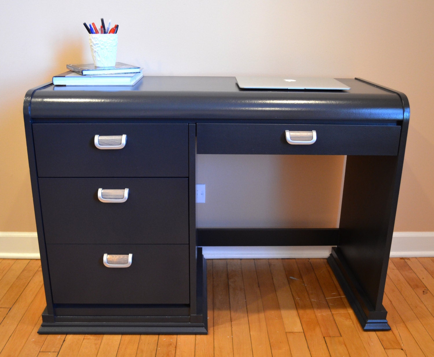 Vintage 1980’s Black Desk/Vanity with Drawers Haute Juice