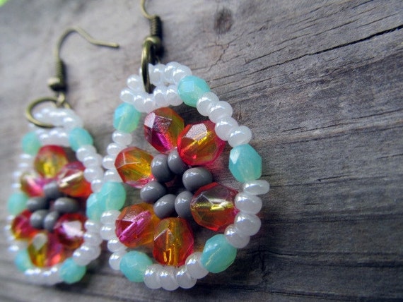 Hippie bead Woven earrings