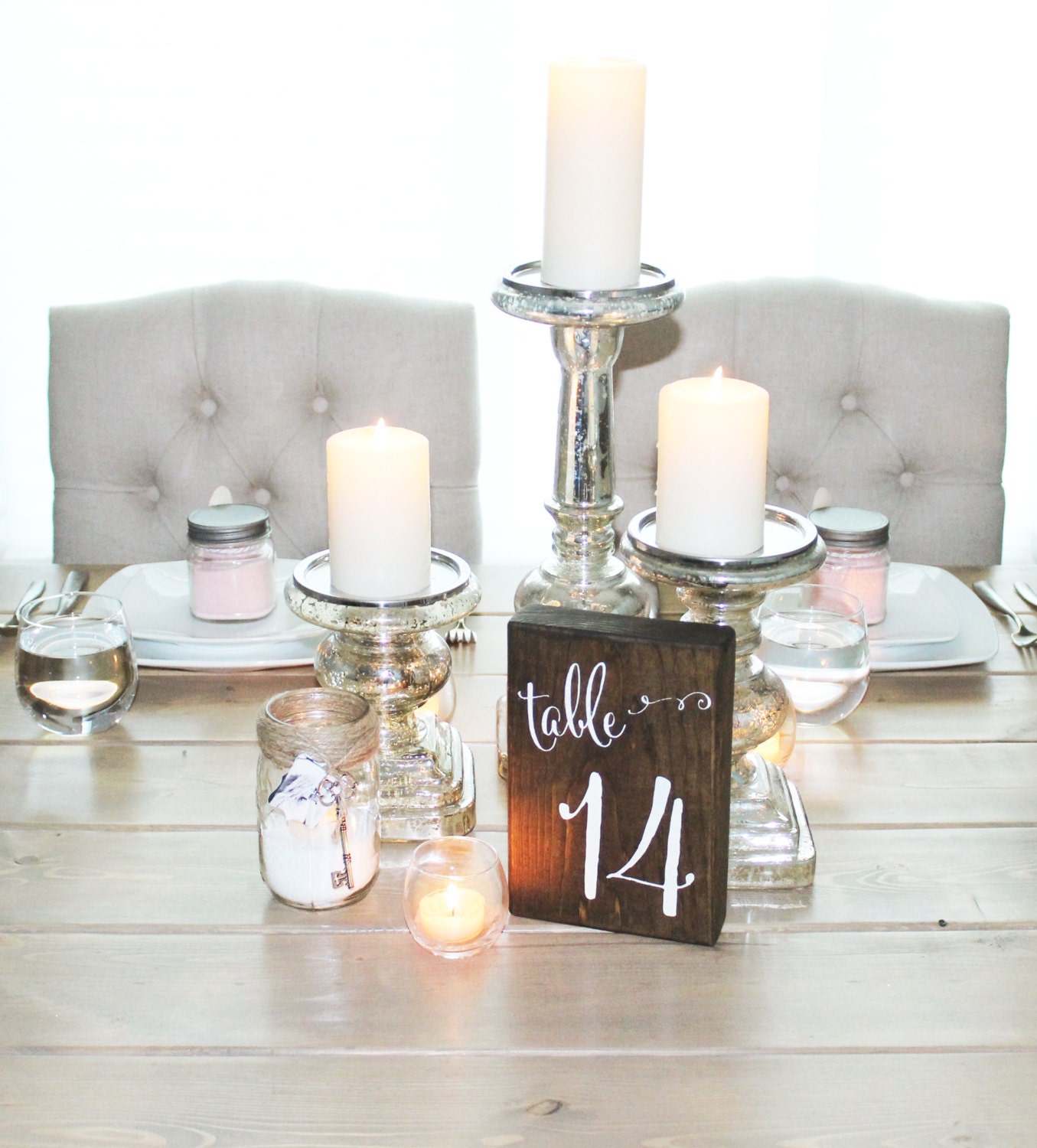 Wood Block Table Numbers Set of 12