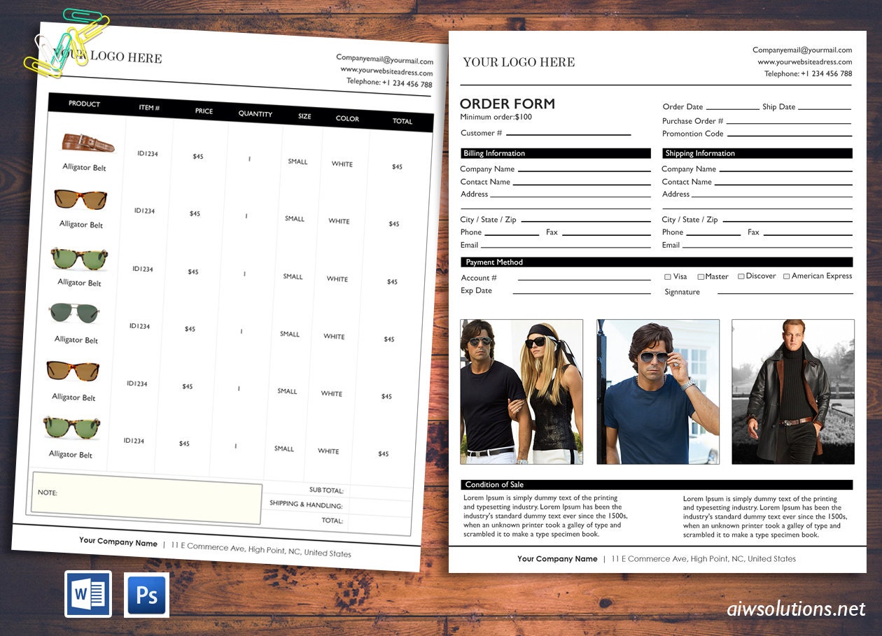 wholesale order form template
