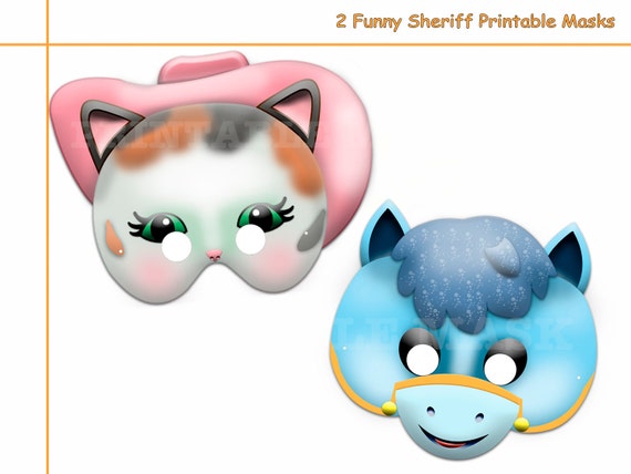 Unique 2 Funny Sheriff Printable Masks party birthday