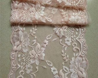 Blush pink lace runner, 8" ,wedding table runner , lace table runner, wedding runners, lace table runner R15051103