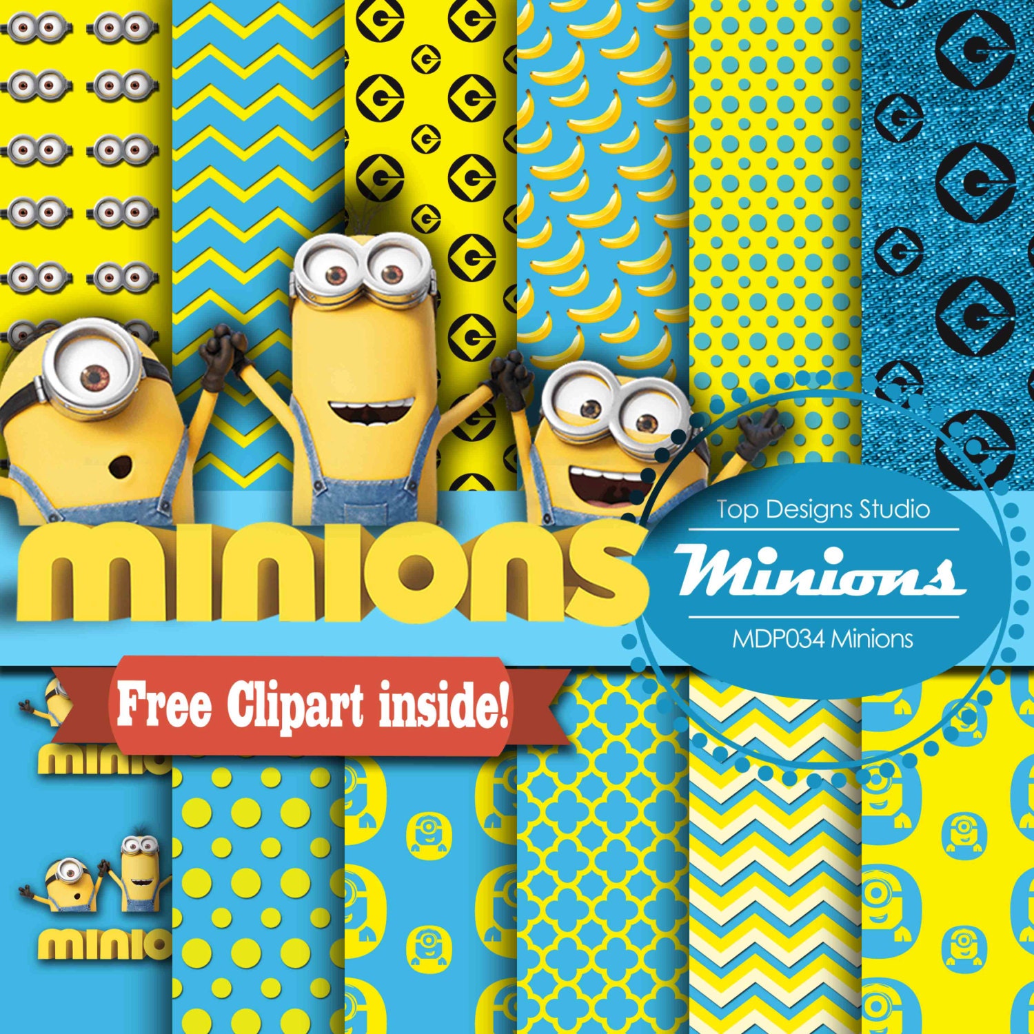 Minions Digital Paper : MINIONS DIGITAL Paper by Topdesignsstudio