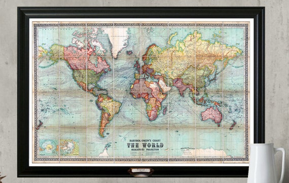 World Travel Map Personalize Your Map Framed 24x36 With A