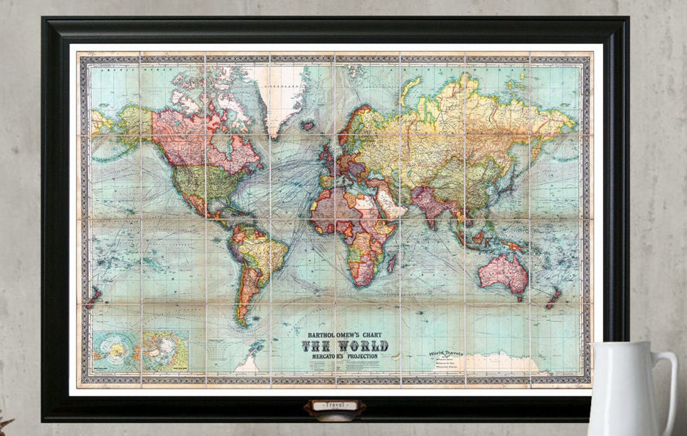 World Travel Map. Personalize Your Map Framed 24x36 With A