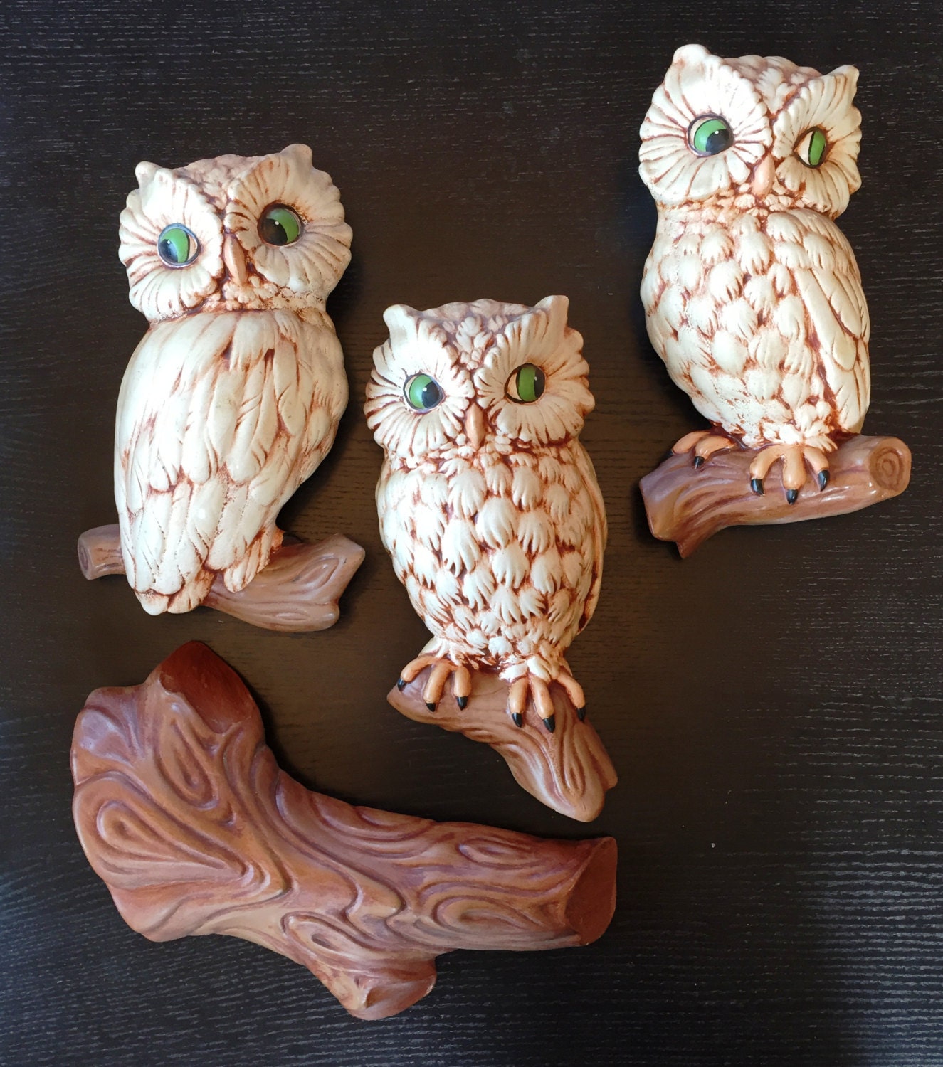 Ceramic Owls Wall Art Handmade Retro 1960s 1970s Wall Hanging