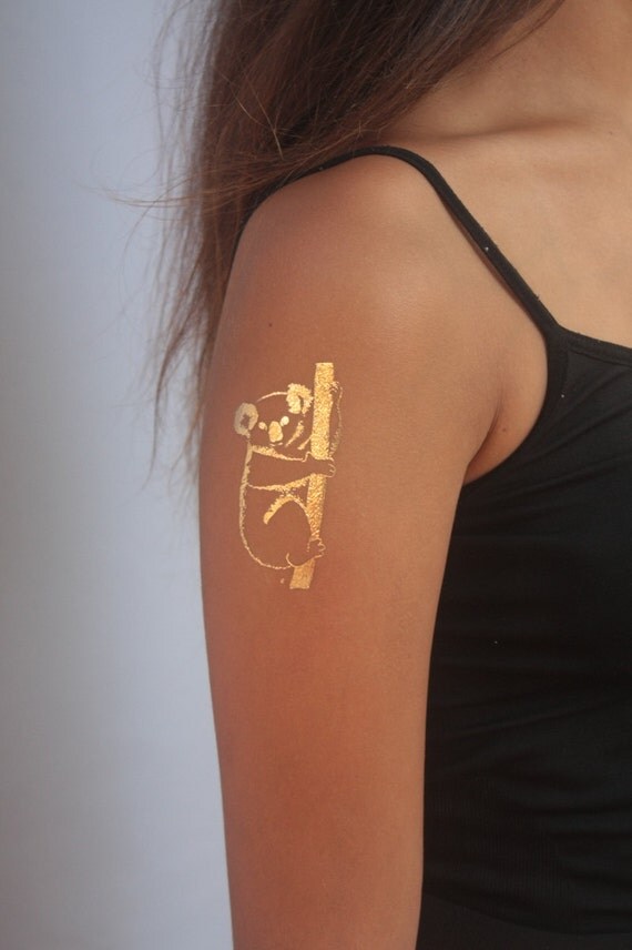 Gold Koala Tattoo Metallic Temporary Tattoo Kids Tattoo