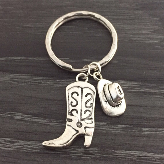 Cowboy Keychain Cowboy Hat and Boot Keychain Mens Gift