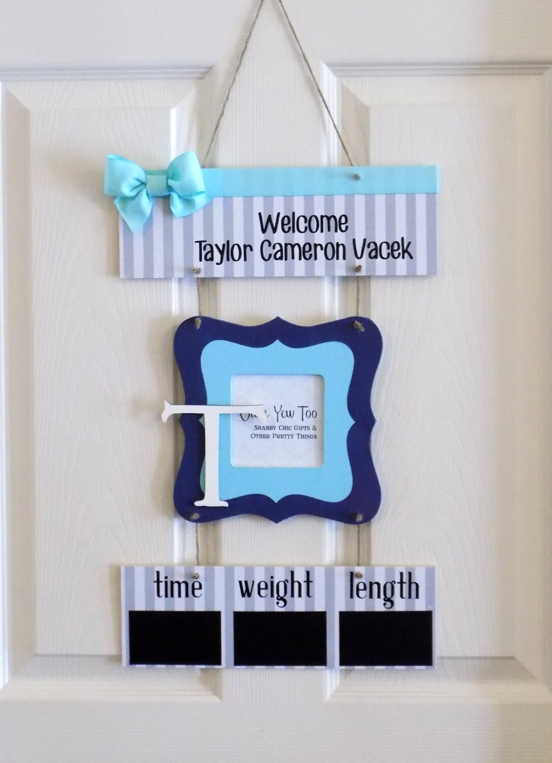 Baby Boy Blue & Aqua Hospital Door Hanger Hospital