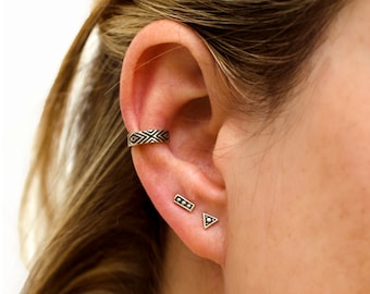 Silver Stud Earrings Sterling Silver Triangle Earrings Bohemian Jewelry - CST002SS T2