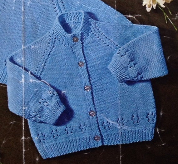 Knitting Pattern Easy Knit Baby Pattern 2 Styles of Cardigan & Jumper ...
