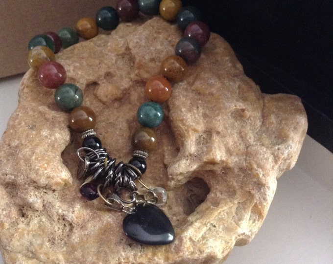 Agate Heart Charm Bracelet