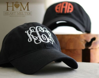 Monogrammed Black Hat - Monogrammed Baseball Cap - Women Baseball Hat- Personalized Baseball Hat - Black Monogrammed Hat