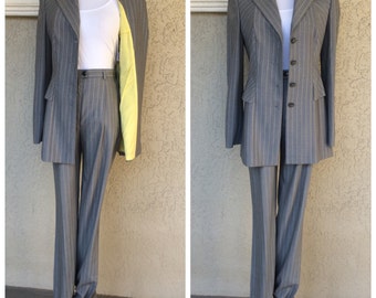 Pinstriped Spring Wool Pantsuit by Escada