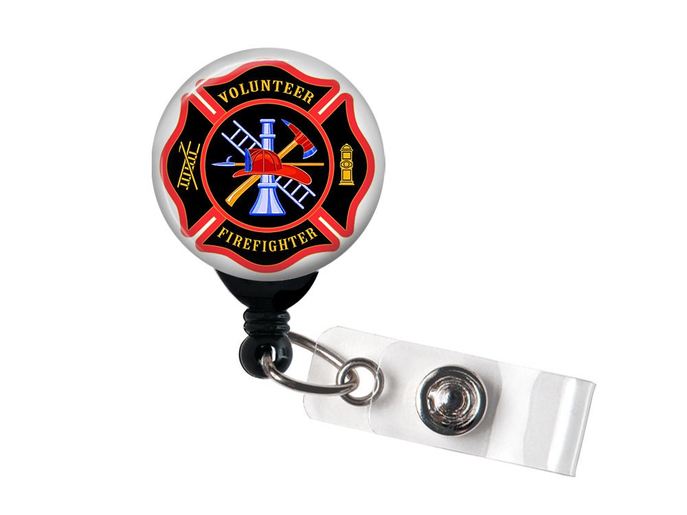 Volunteer Firefighter Badge Reel ID Badge Holder By