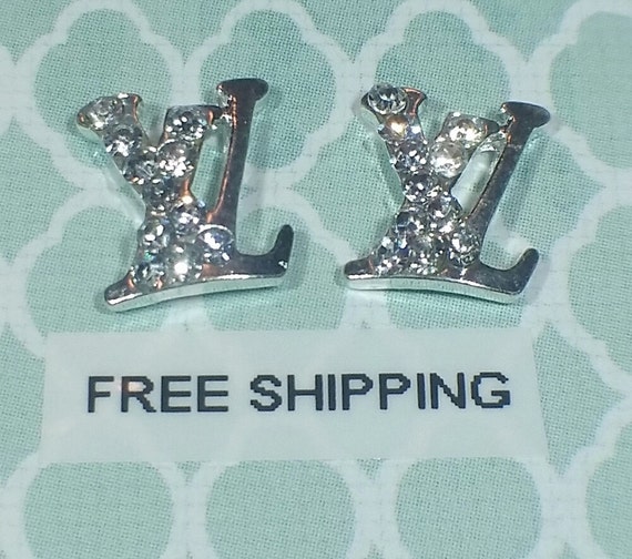 2 pc Crystal LV Designer Alloy Charm Nail Art or Crafts Free