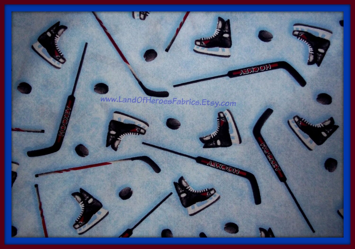 Ice Hockey Fabric by SRK OutOfPrint Cotton By the Fat