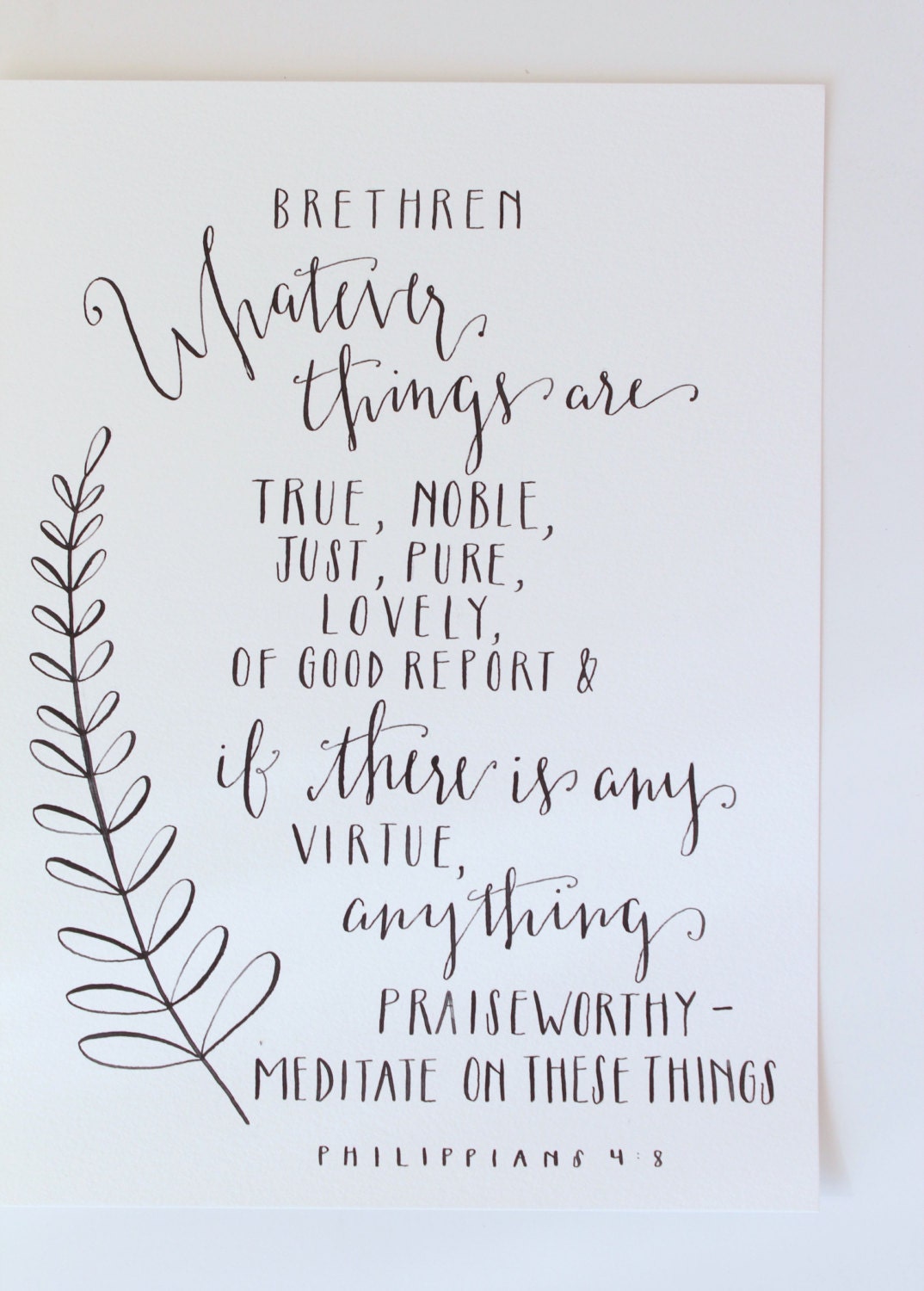 Hand Lettered Scripture Calligraphy Multiple Sizes