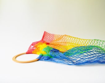 Multi Colored Mesh Market Tote / Mesh Beach Tote Bag