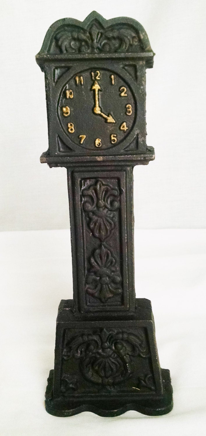 Vintage Cast Metal Grandfather Clock Bank Haute Juice