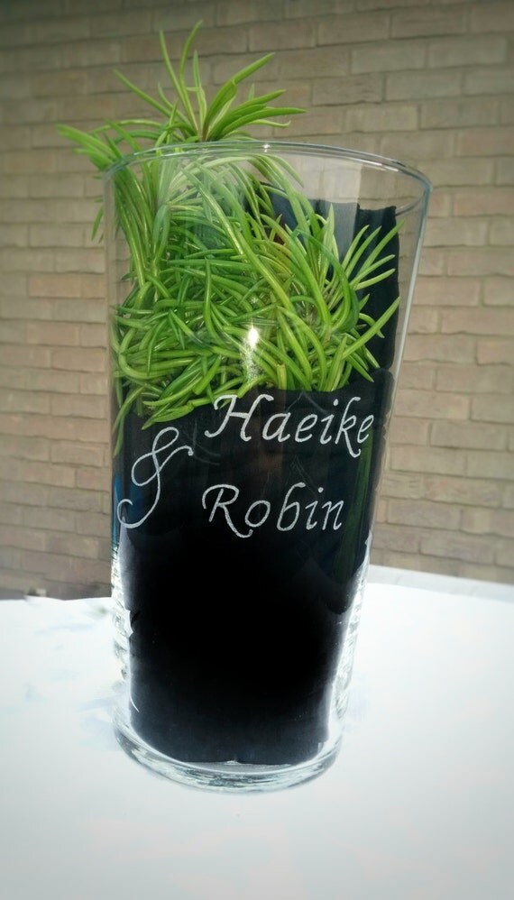 Hand Engraved Vase with Names or Text on it. by HandmadeGnD