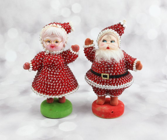 vintage sequin santa mrs claus stand up decorations w vintage sequin santa mrs claus stand up decorations w