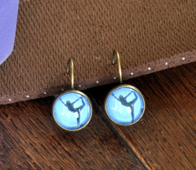 Yoga Inspired Jewelry Blue with Antique Bronze Earrings
