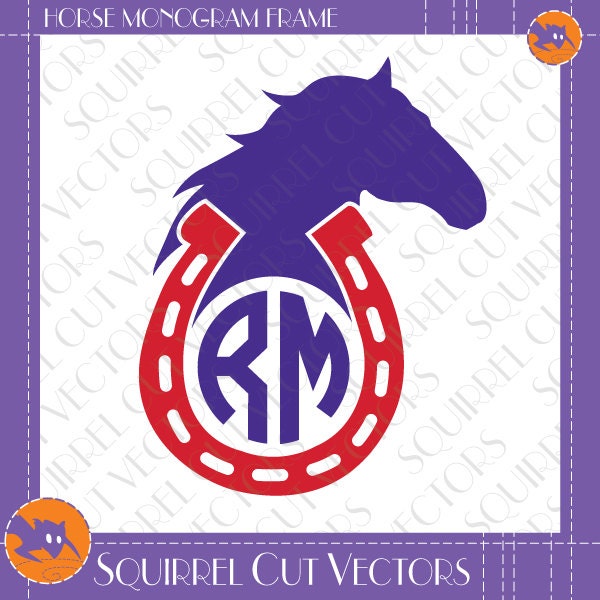 Download Horse and Horseshoe Monogram Frame SVG DXF EPS Cutting files