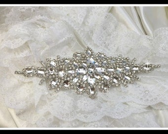 Crystal Applique, Rhinestone Applique, Wedding Applique, Bridal Applique, Applique, Beaded Rhinestones, Swarovski Applique #0173