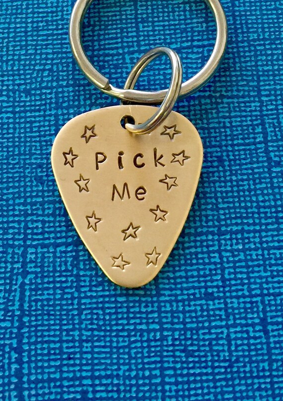 Personalized Keychain Guitar Pick Key Chain Pick by PickityPick