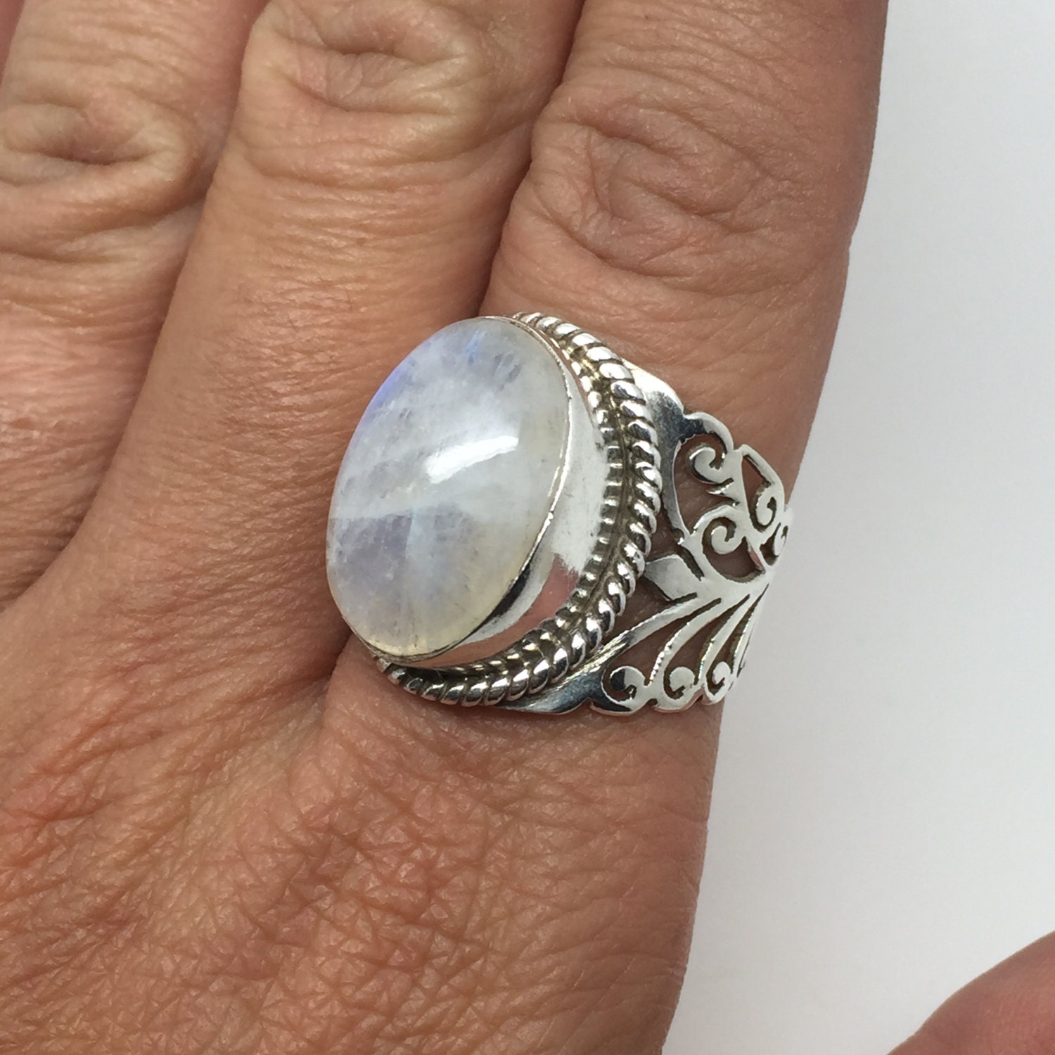 boho silver ring with moonstonemoonstone ringmoonstone