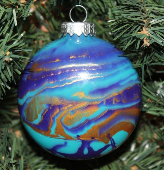 Items similar to Personalized Christmas Ornament Teal Turquoise Flat