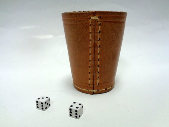 Midcentury Genuine Leather Dice Cup Made in Germany