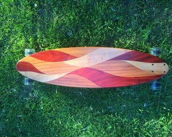 Longboard Skateboard COMPLETE or DECK Cruiser Downhill Commuter Hardwood Custom Solid Wood Exotic Domestic Mahogany Padauk Birch - Vesuvius