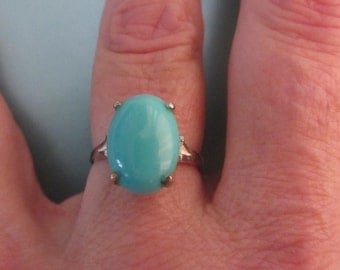 New Handmade-Sterling Silver & Campitos Turquoise Ring - Size 6 1/2