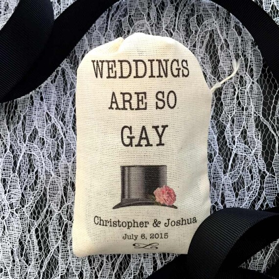 Items similar to Weddings Are So Gay FAVOR Bags Top Hat Modern