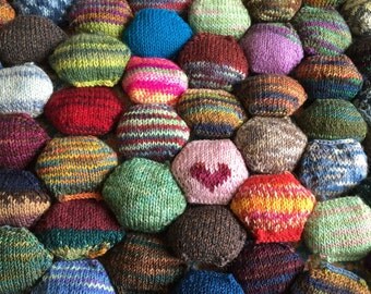 Beekeeper Quilt Starter Kit, Craft Kit, DIY gift, mini skeins, knit quilt scrap quilt hexipuff knitting gift, sock yarn handpainted option