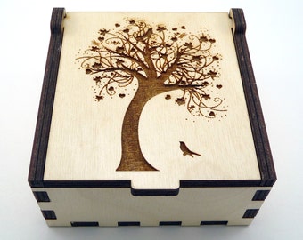Tree of Life Jewelry Box, Wood Trinket Box, Small Jewelry Case, Laser Cut Box, Jewelry Storage Box, Tree of Life Wood Box, Jewelry Organizer