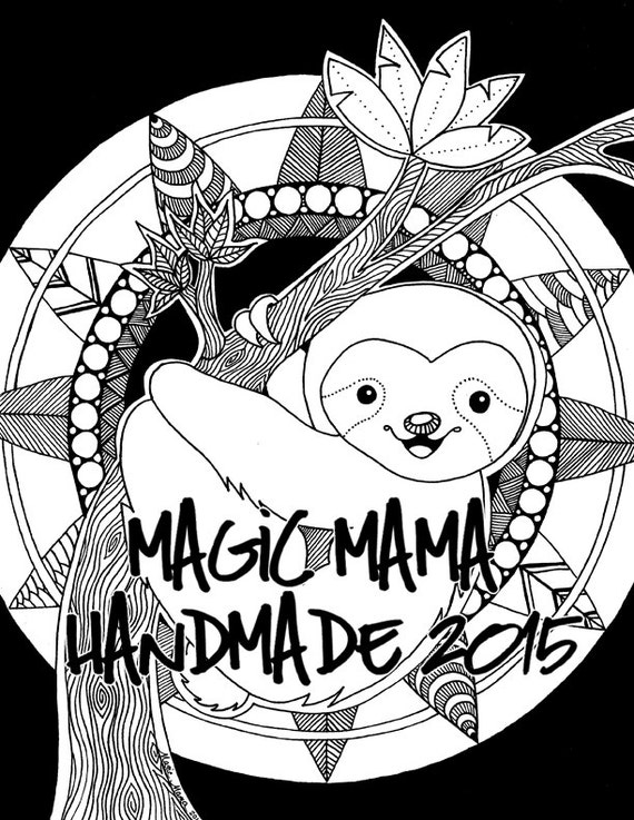 sloth coloring page by magicmamahandmade on etsy