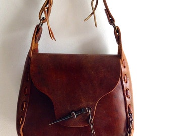 Items similar to 60s/70s Vintage Leather Hippie Purse on Etsy