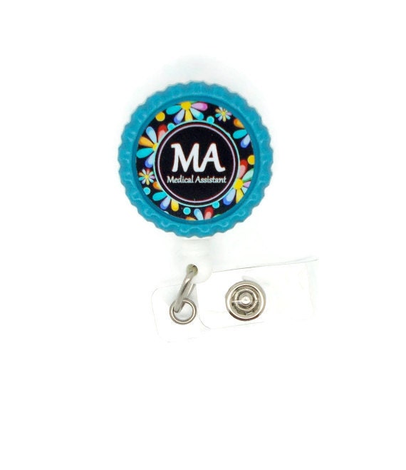 Medical Assistant Daisy Name Badge Holder Retractable ID