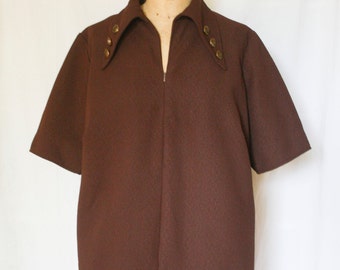 Items similar to Mocha long sleeve shirt, brown top, square neckline ...