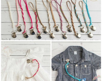 BUY one get ONE FREE, Pacifier clip, binky holder, leather braided pacifier clips,baby binky pacifier holder for girls and boys,shower gift.