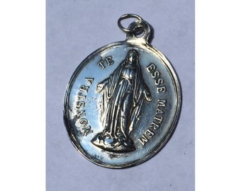 Vintage Children of Holy Mary Religious Nun's Medal on 18" sterling silver rolo chain
