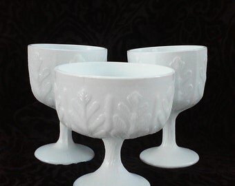 Vintage Milk Glass Compotes - Instant Collection - Set of 3 - Wedding Decor Centerpiece - Home Decor